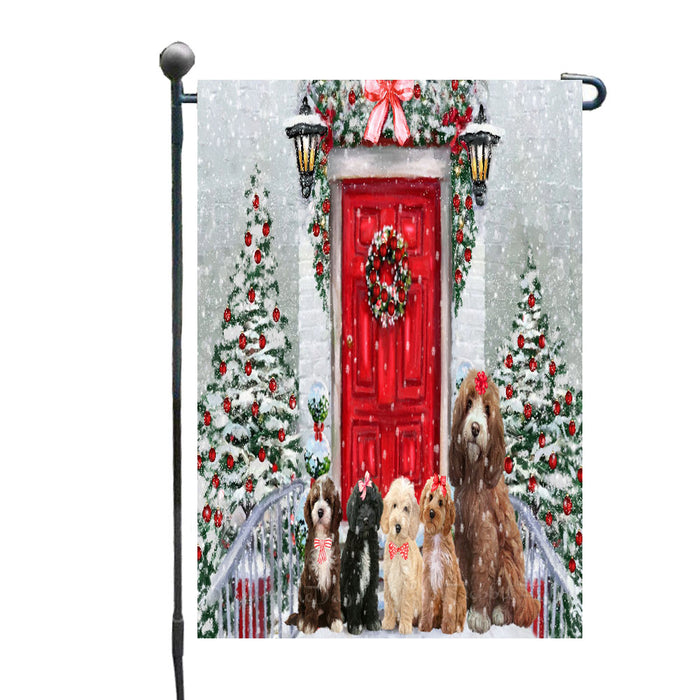 Christmas Holiday Welcome Cockapoo Dogs Garden Flags- Outdoor Double Sided Garden Yard Porch Lawn Spring Decorative Vertical Home Flags 12 1/2"w x 18"h