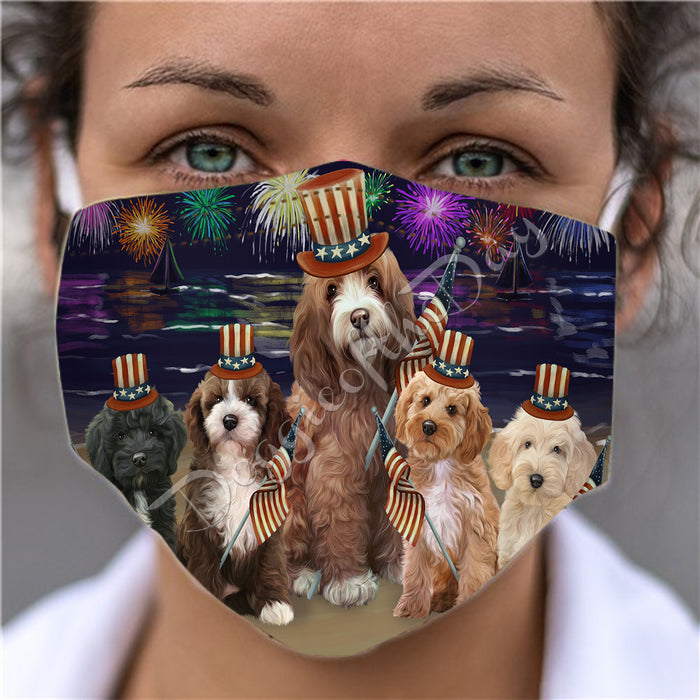 4th of July Independence Day Cockapoo Dogs Face Mask FM49396