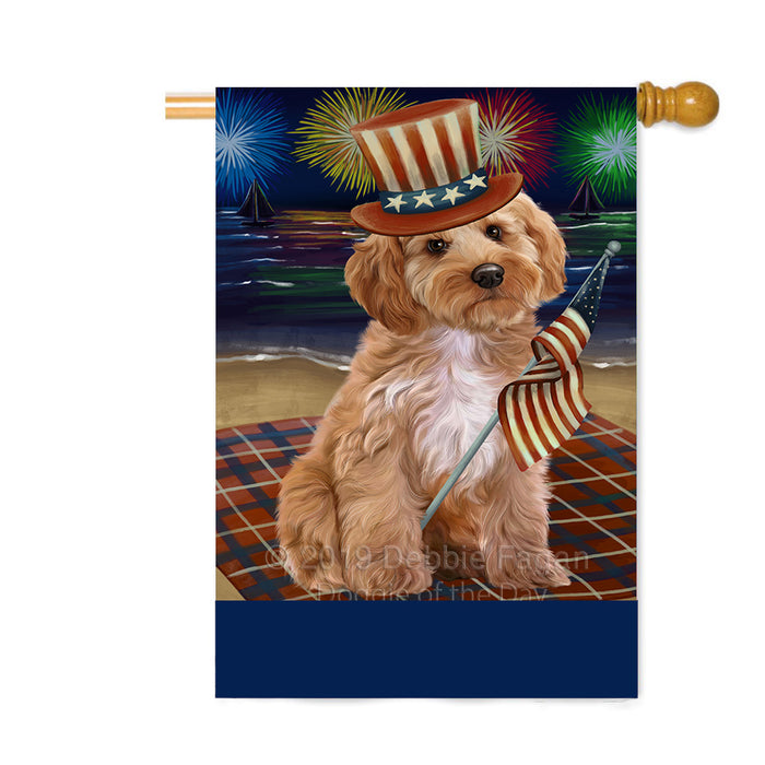 Personalized 4th of July Firework Cockapoo Dog Custom House Flag FLG-DOTD-A57934