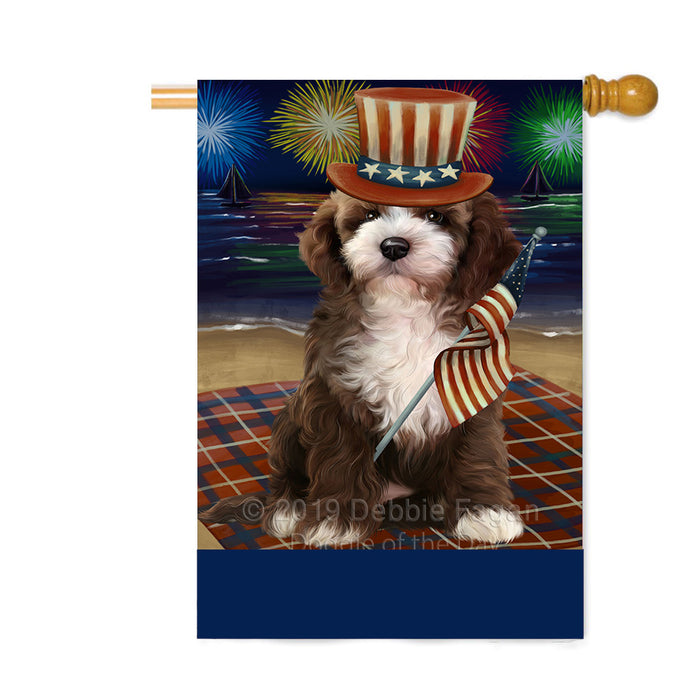 Personalized 4th of July Firework Cockapoo Dog Custom House Flag FLG-DOTD-A57935