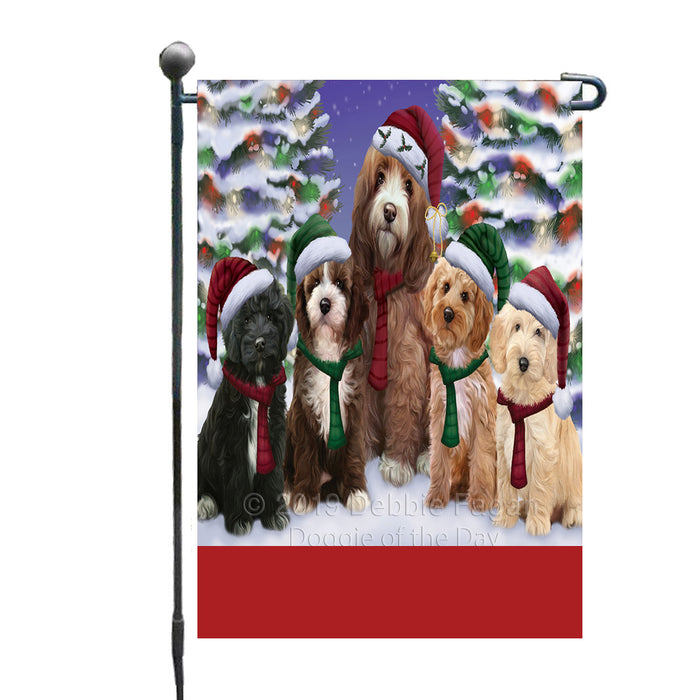 Personalized Christmas Happy Holidays Cockapoo Dogs Family Portraits Custom Garden Flags GFLG-DOTD-A59111