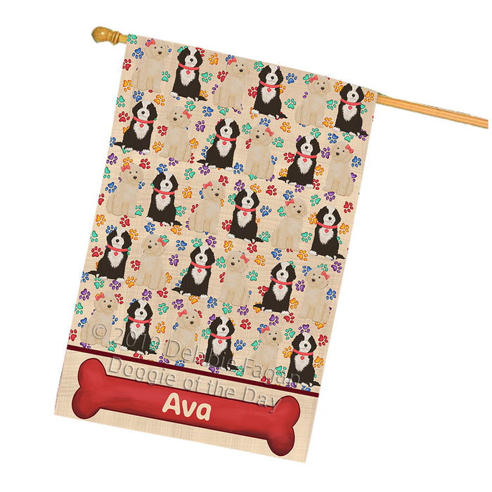 Rainbow Paw Print Cockapoo Dogs House Flag FLG65301