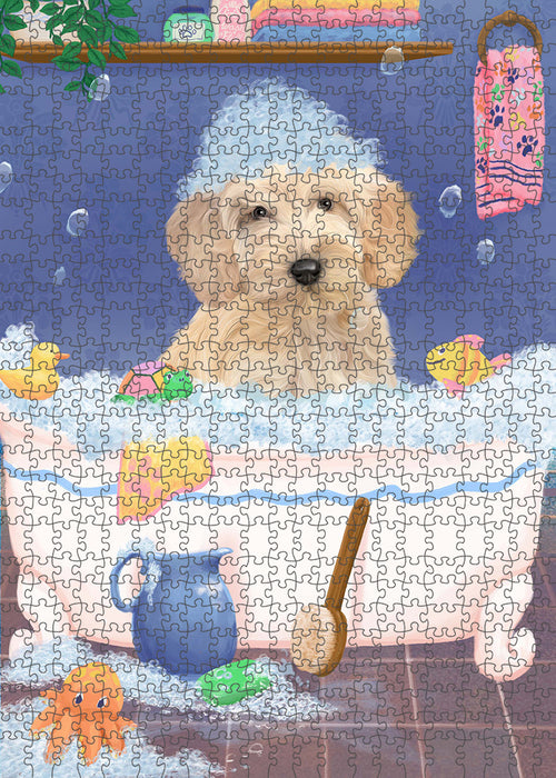 Rub A Dub Dog In A Tub Cockapoo Dog Portrait Jigsaw Puzzle for Adults Animal Interlocking Puzzle Game Unique Gift for Dog Lover's with Metal Tin Box PZL265