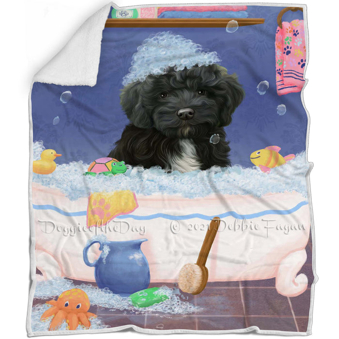 Rub A Dub Dog In A Tub Cockapoo Dog Blanket BLNKT143050