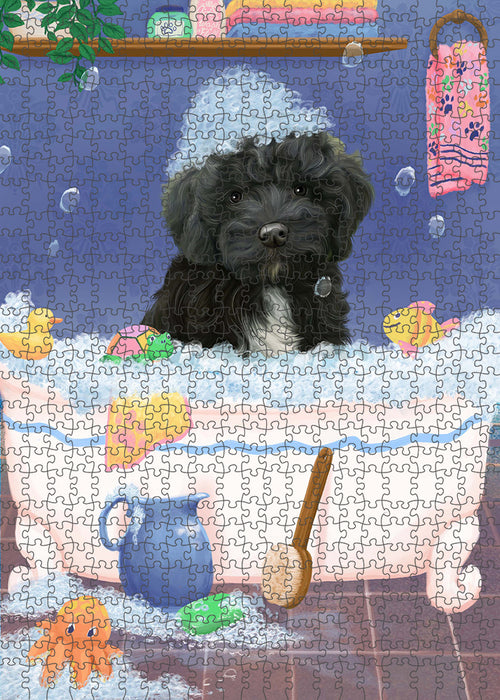 Rub A Dub Dog In A Tub Cockapoo Dog Portrait Jigsaw Puzzle for Adults Animal Interlocking Puzzle Game Unique Gift for Dog Lover's with Metal Tin Box PZL262