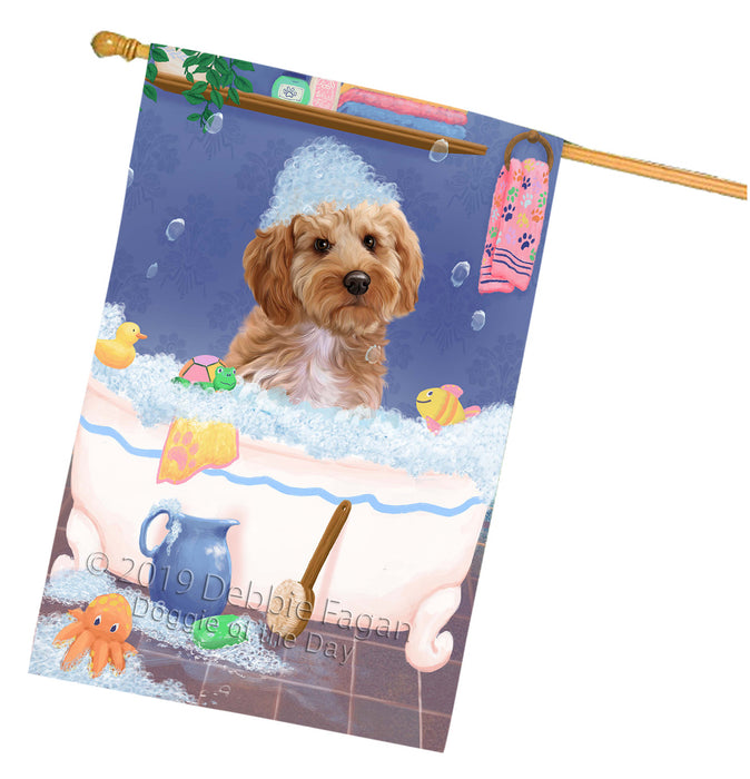 Rub A Dub Dog In A Tub Cockapoo Dog House Flag FLG66263