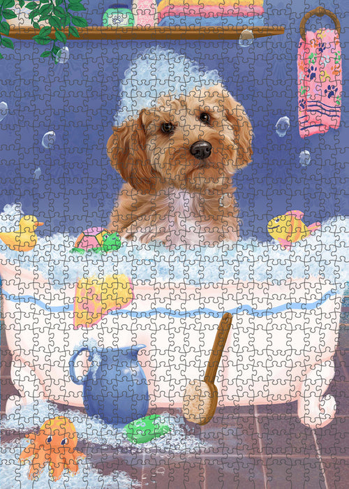 Rub A Dub Dog In A Tub Cockapoo Dog Portrait Jigsaw Puzzle for Adults Animal Interlocking Puzzle Game Unique Gift for Dog Lover's with Metal Tin Box PZL263