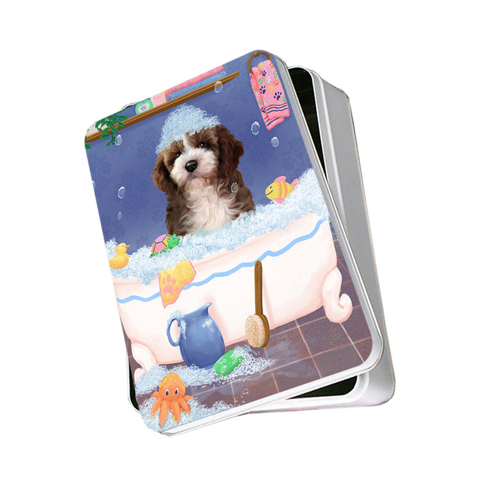 Rub A Dub Dog In A Tub Cockapoo Dog Photo Storage Tin PITN57295