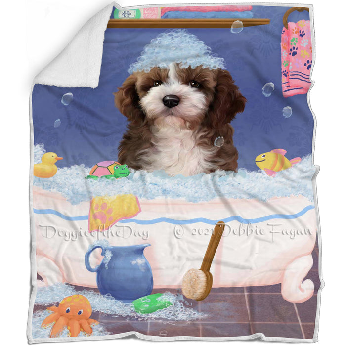 Rub A Dub Dog In A Tub Cockapoo Dog Blanket BLNKT143052