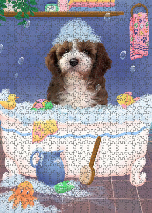 Rub A Dub Dog In A Tub Cockapoo Dog Portrait Jigsaw Puzzle for Adults Animal Interlocking Puzzle Game Unique Gift for Dog Lover's with Metal Tin Box PZL264