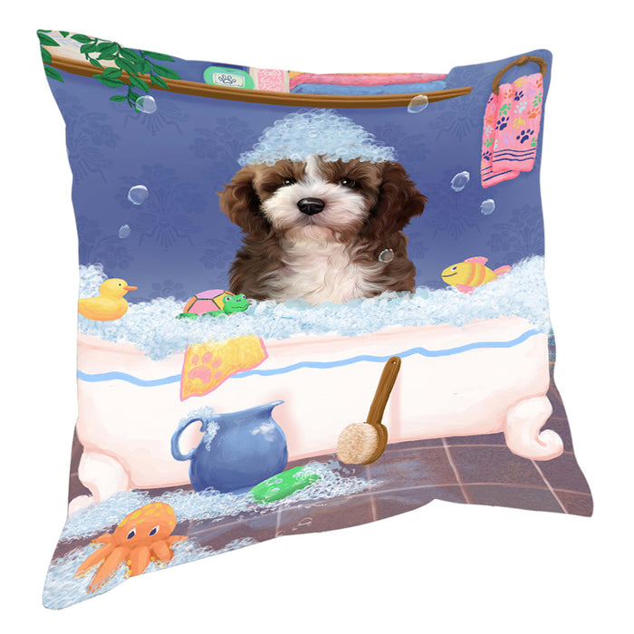 Rub A Dub Dog In A Tub Cockapoo Dog Pillow with Top Quality High-Resolution Images - Ultra Soft Pet Pillows for Sleeping - Reversible & Comfort - Ideal Gift for Dog Lover - Cushion for Sofa Couch Bed - 100% Polyester, PILA90511