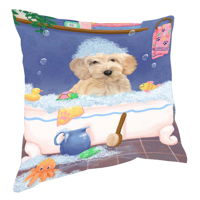Rub A Dub Dog In A Tub Cockapoo Dog Pillow with Top Quality High-Resolution Images - Ultra Soft Pet Pillows for Sleeping - Reversible & Comfort - Ideal Gift for Dog Lover - Cushion for Sofa Couch Bed - 100% Polyester, PILA90514