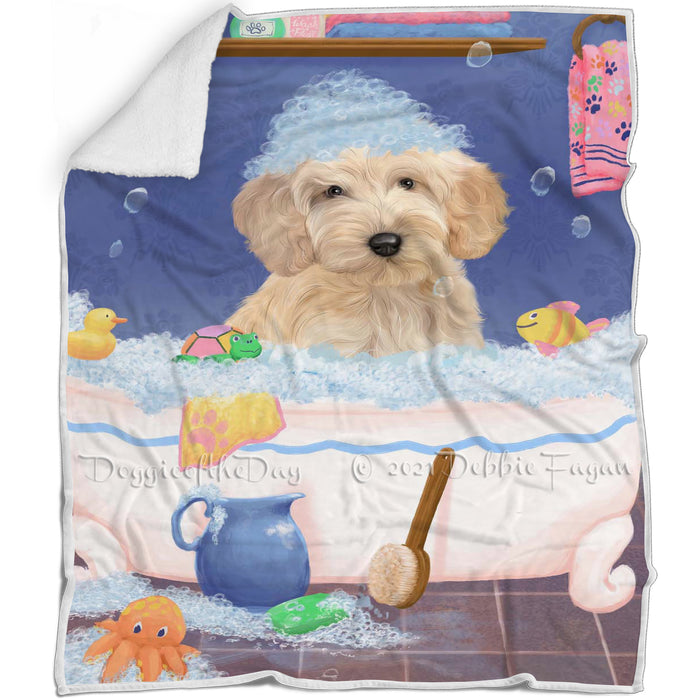 Rub A Dub Dog In A Tub Cockapoo Dog Blanket BLNKT143053
