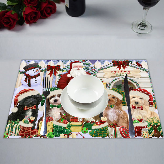 Happy Holidays Christmas Cockapoo Dogs House Gathering Placemat
