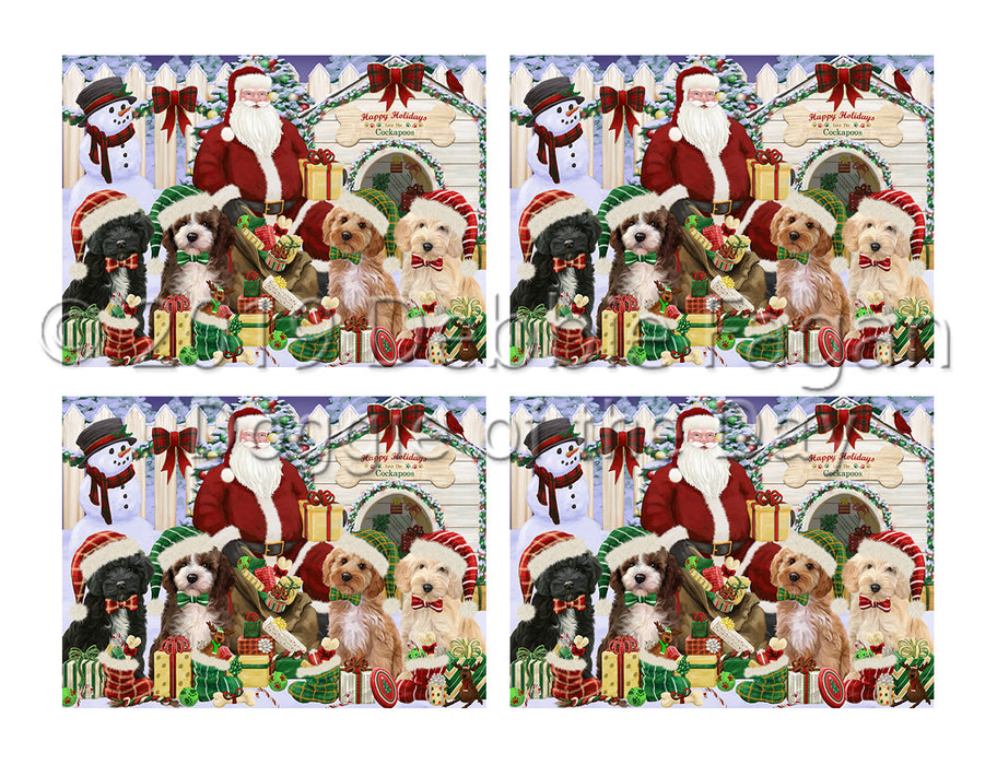 Happy Holidays Christmas Cockapoo Dogs House Gathering Placemat