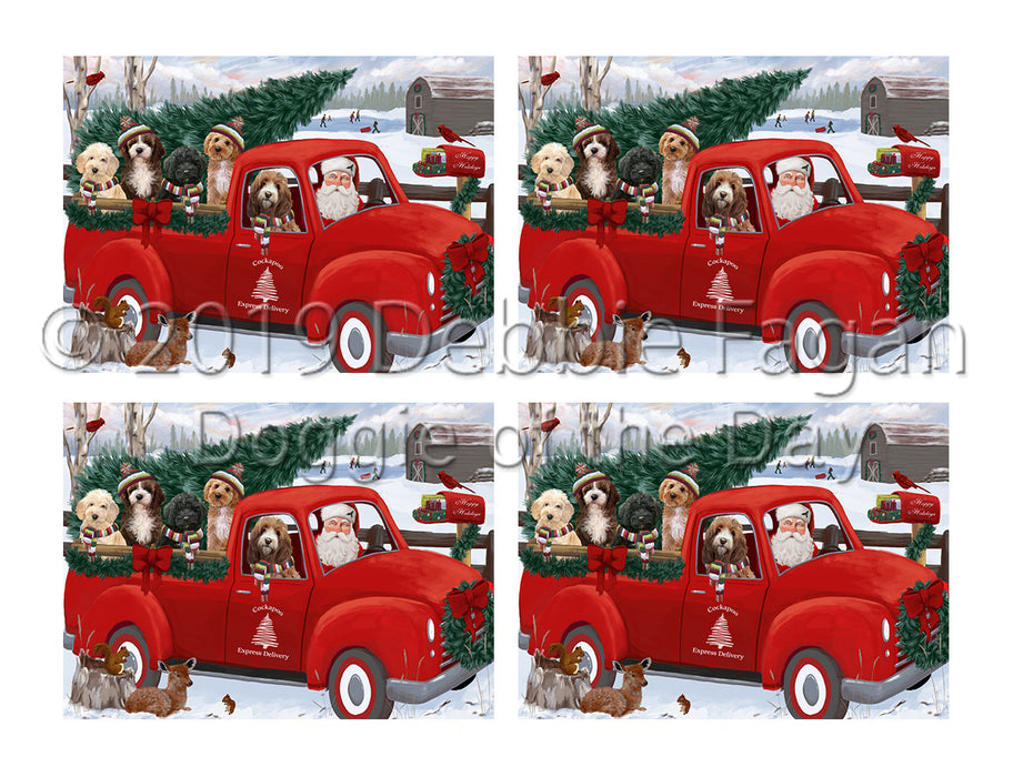 Christmas Santa Express Delivery Red Truck Cockapoo Dogs Placemat