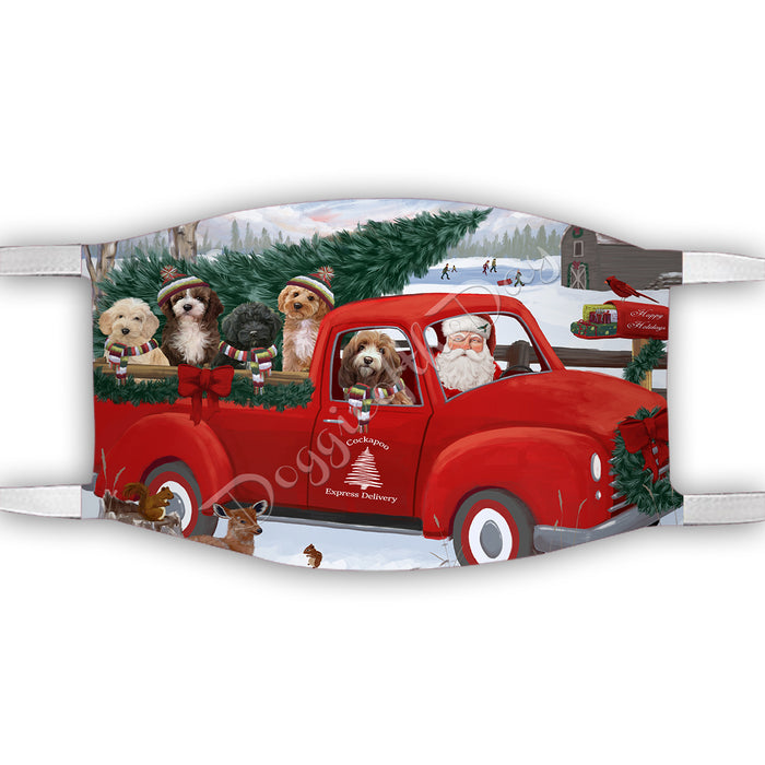 Christmas Santa Express Delivery Red Truck Cockapoo Dogs Face Mask FM48431
