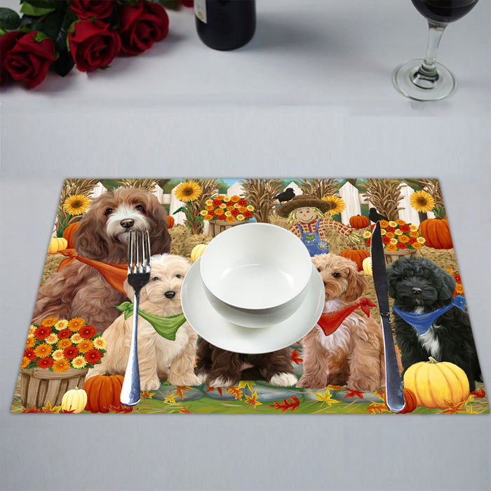 Fall Festive Harvest Time Gathering Cockapoo Dogs Placemat
