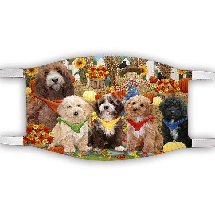 Fall Festive Harvest Time Gathering  Cockapoo Dogs Face Mask FM48528