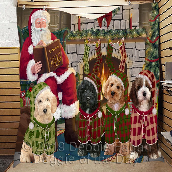 Christmas Cozy Holiday Fire Tails Cockapoo Dogs Quilt