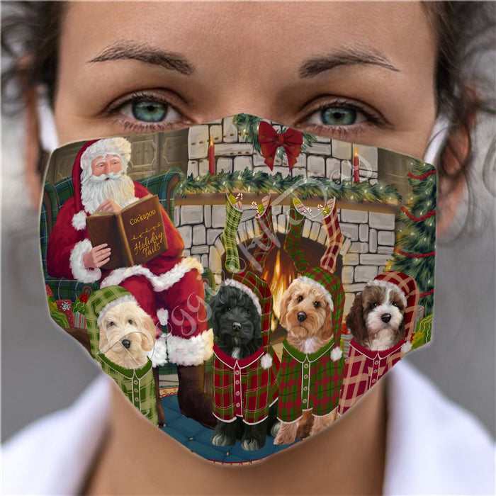 Christmas Cozy Holiday Fire Tails Cockapoo Dogs Face Mask FM48625