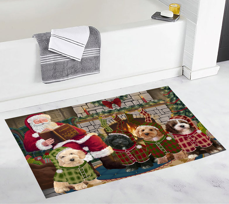 Christmas Cozy Holiday Fire Tails Cockapoo Dogs Bath Mat