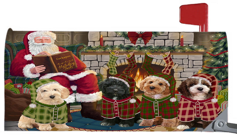 Christmas Cozy Holiday Fire Tails Cockapoo Dogs 6.5 x 19 Inches Magnetic Mailbox Cover Post Box Cover Wraps Garden Yard Décor MBC48896