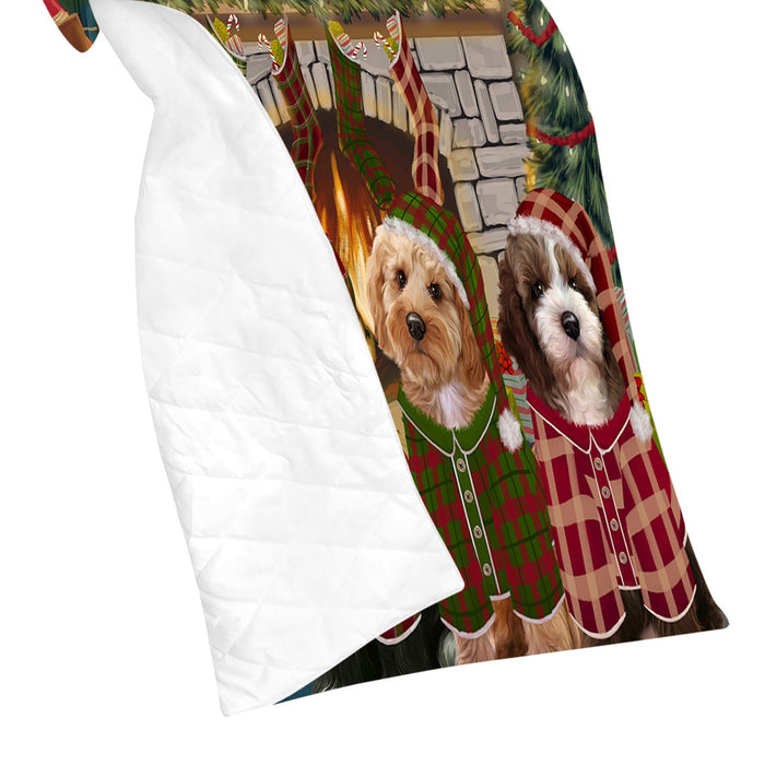 Christmas Cozy Holiday Fire Tails Cockapoo Dogs Quilt