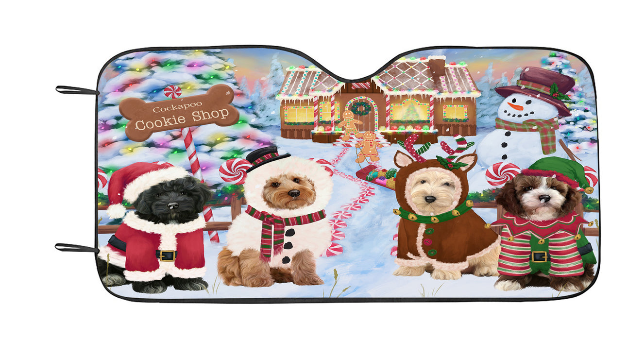 Holiday Gingerbread Cookie Cockapoo Dogs Car Sun Shade