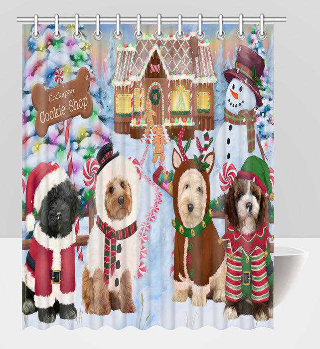 Holiday Gingerbread Cookie Cockapoo Dogs Shower Curtain
