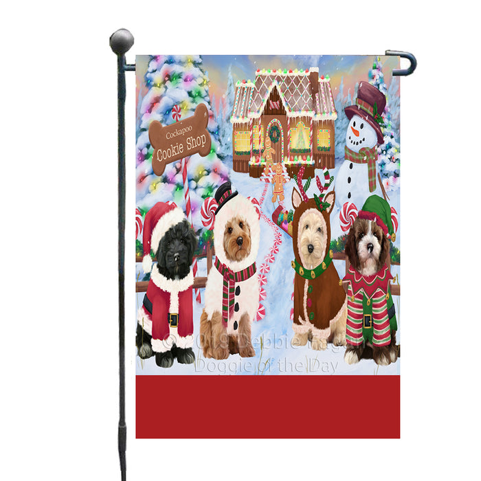 Personalized Holiday Gingerbread Cookie Shop Cockapoo Dogs Custom Garden Flags GFLG-DOTD-A59198