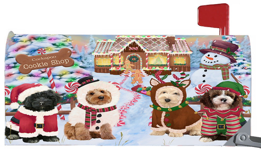Christmas Holiday Gingerbread Cookie Shop Cockapoo Dogs 6.5 x 19 Inches Magnetic Mailbox Cover Post Box Cover Wraps Garden Yard Décor MBC48985
