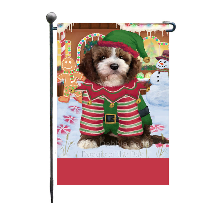 Personalized Gingerbread Candyfest Cockapoo Dog Custom Garden Flag GFLG64014