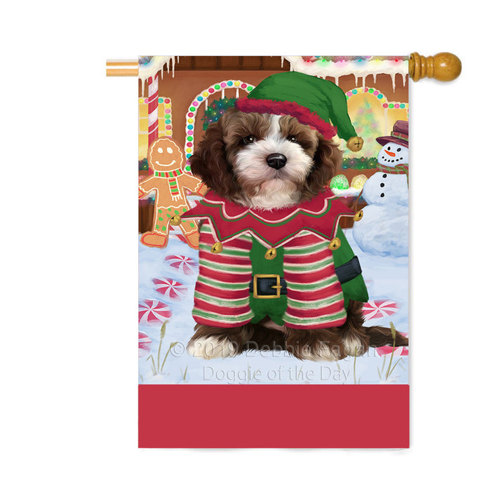 Personalized Gingerbread Candyfest Cockapoo Dog Custom House Flag FLG63797
