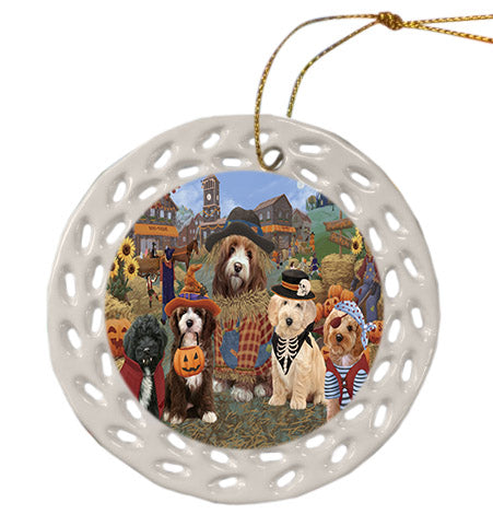 Halloween 'Round Town Cockapoo Dogs Ceramic Doily Ornament DPOR57490