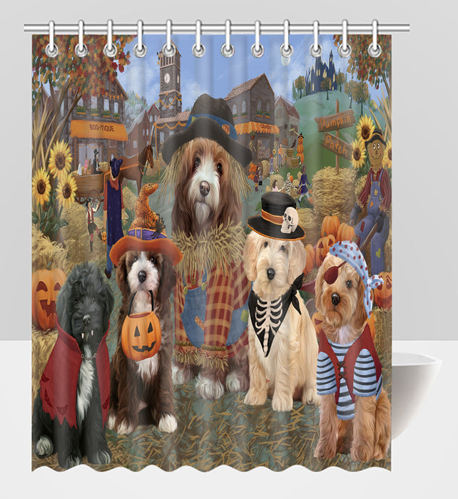 Halloween 'Round Town Cockapoo Dogs Shower Curtain