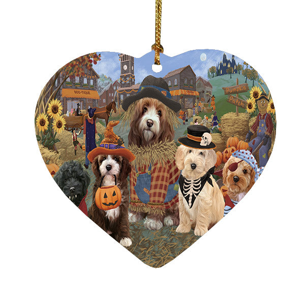 Halloween 'Round Town Chow Chow Dogs Heart Christmas Ornament HPOR57489