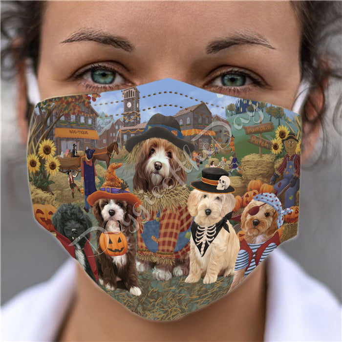 Halloween 'Round Town Cockapoo Dogs Face Mask FM49946