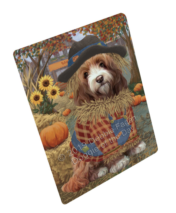 Halloween 'Round Town And Fall Pumpkin Scarecrow Both Cockapoo Dogs Cutting Board C77284
