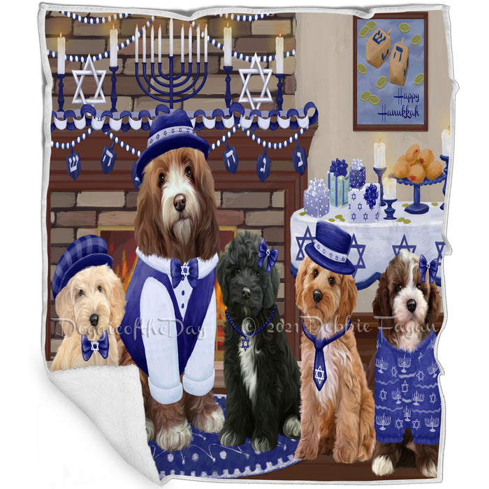 Happy Hanukkah Family and Happy Hanukkah Both Cockapoo Dogs Blanket BLNKT140474
