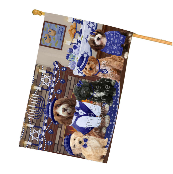 Happy Hanukkah Family Cockapoo Dogs House Flag FLG65824