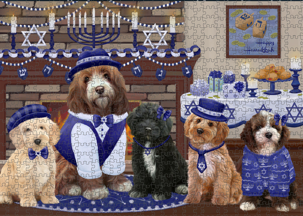 Happy Hanukkah Family and Happy Hanukkah Both Cockapoo Dogs Puzzle with Photo Tin PUZL96756