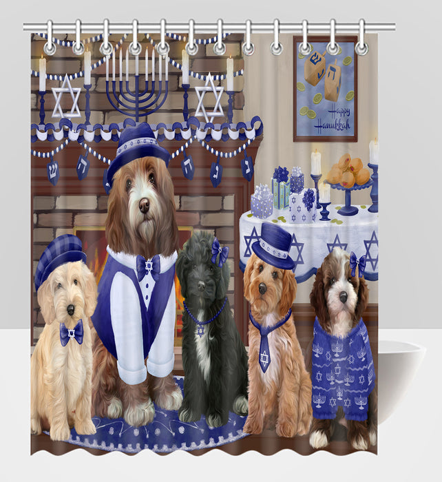 Happy Hanukkah Family Cockapoo Dogs Shower Curtain