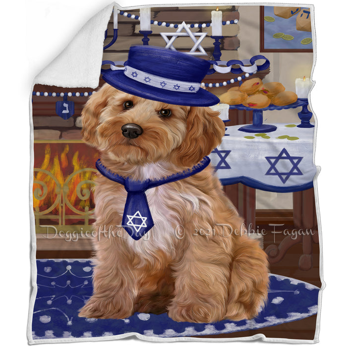 Happy Hanukkah Family and Happy Hanukkah Both Cockapoo Dog Blanket BLNKT139970