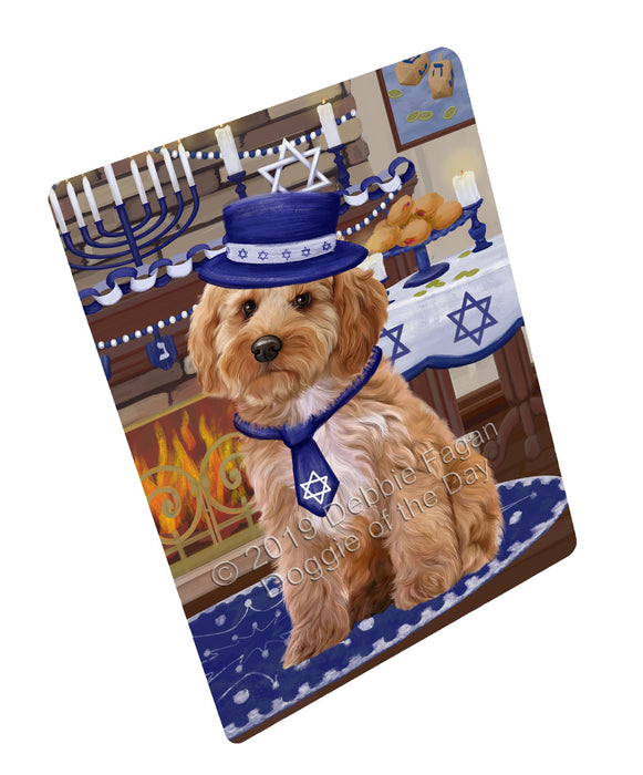 Happy Hanukkah Family and Happy Hanukkah Both Cockapoo Dog Large Refrigerator / Dishwasher Magnet RMAG105102