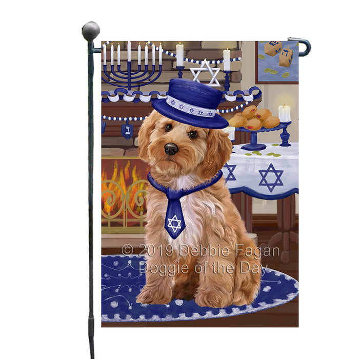 Happy Hanukkah Family and Happy Hanukkah Both Cockapoo Dog Garden Flag GFLG65712