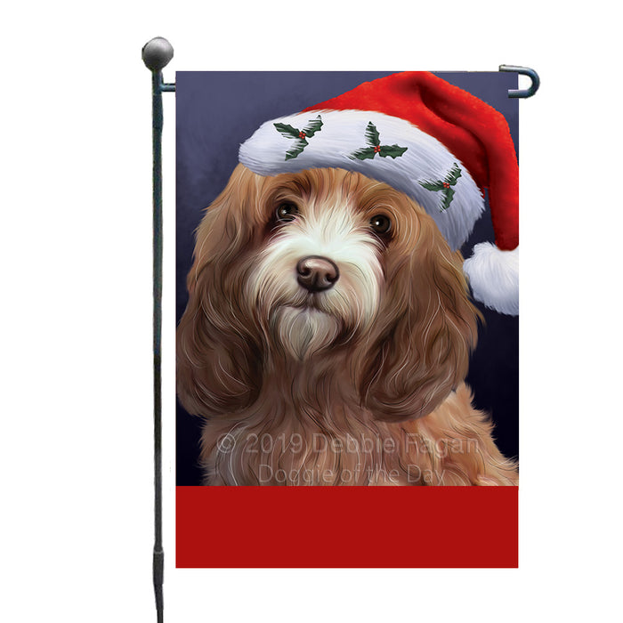 Personalized Christmas Holidays Cockapoo Dog Wearing Santa Hat Portrait Head Custom Garden Flags GFLG-DOTD-A59821