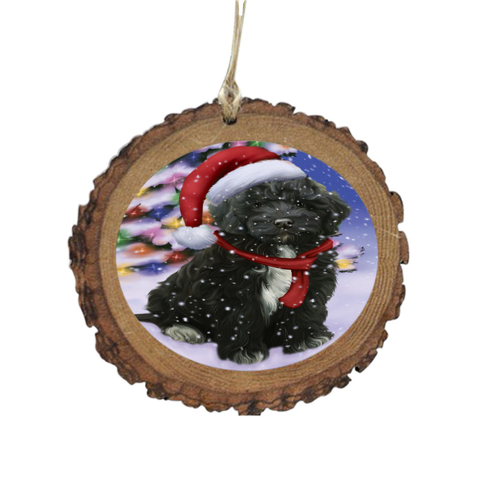 Winterland Wonderland Cockapoo Dog In Christmas Holiday Scenic Background Wooden Christmas Ornament WOR49557