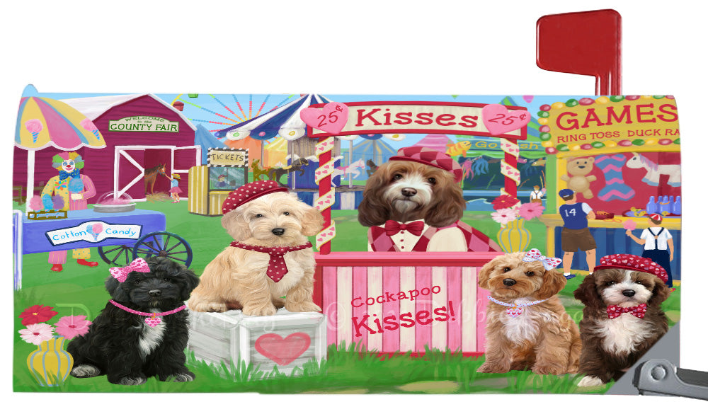 Carnival Kissing Booth Cockapoo Dogs Magnetic Mailbox Cover Both Sides Pet Theme Printed Decorative Letter Box Wrap Case Postbox Thick Magnetic Vinyl Material