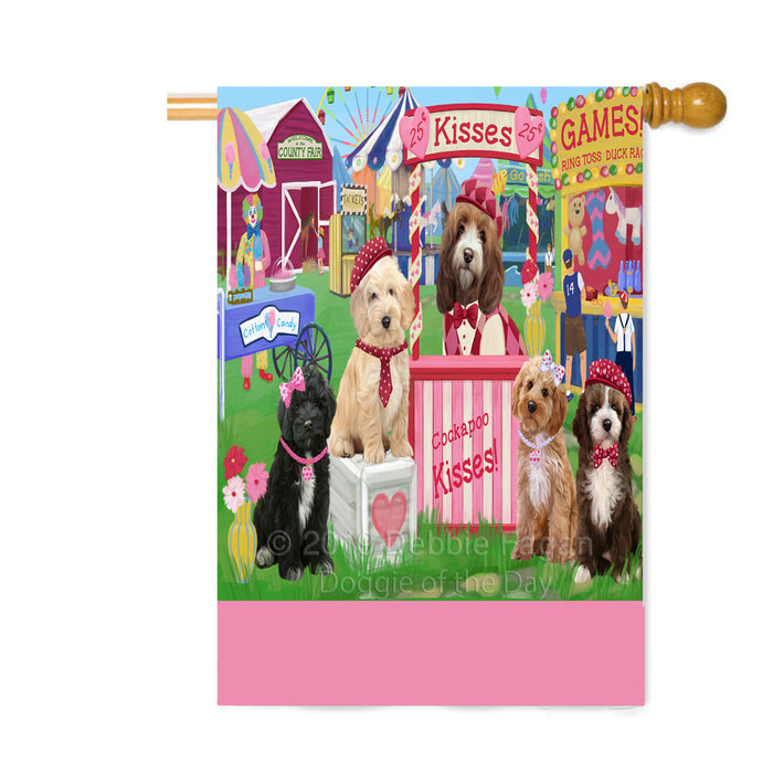 Personalized Carnival Kissing Booth Cockapoo Dogs Custom House Flag FLG63600